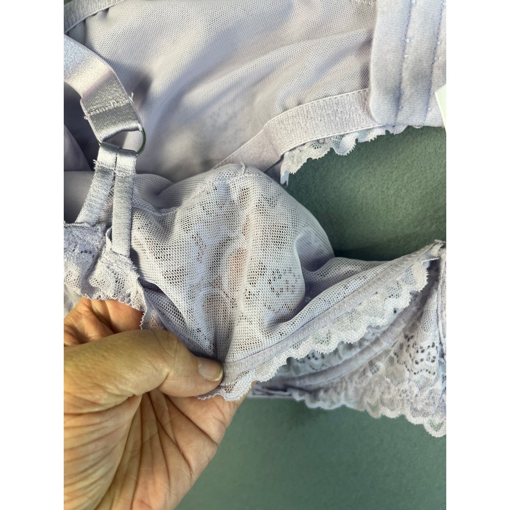 Auden Lace Unlined Balconette Bra Coquette Romantic Lavender Lace 44DDD - Picture 6 of 9